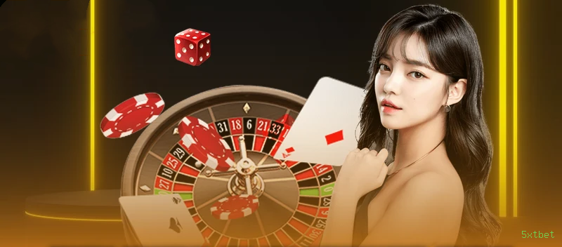 Imagem promocional do cassino online da 5xtbet mostrando jogos ao vivo